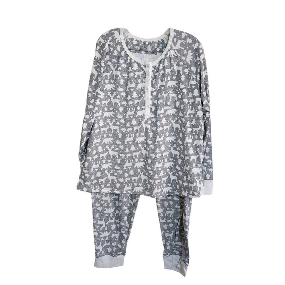 Cuddl Duds Women's Size XL Two Piece Jogger Pants Pajama Lounge Set Woodland